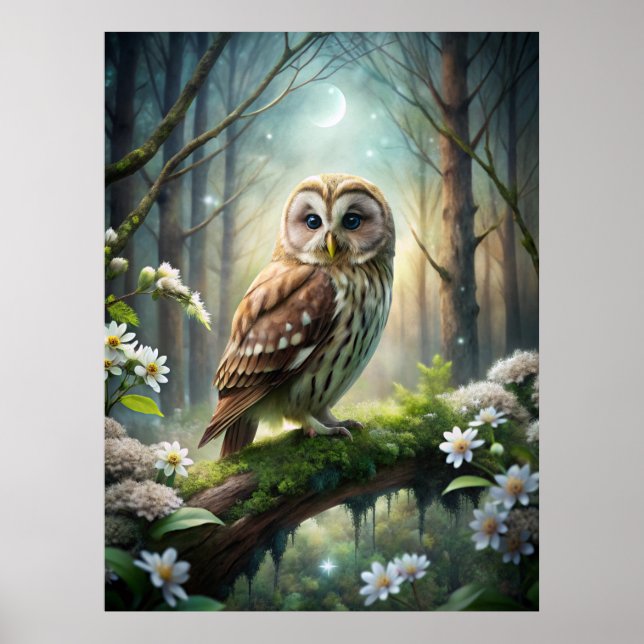Owl in Forest Poster (Front)