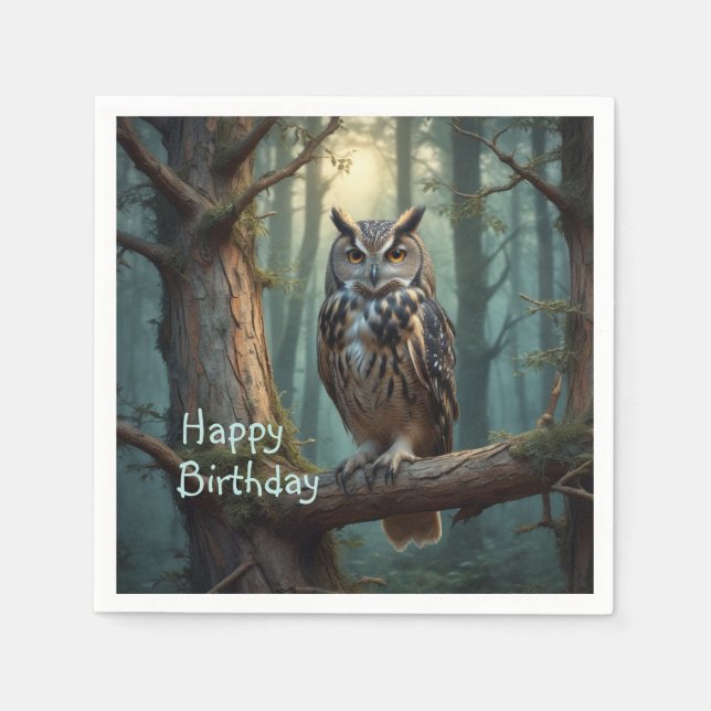 Owl in Magical Forest Napkin (Front)
