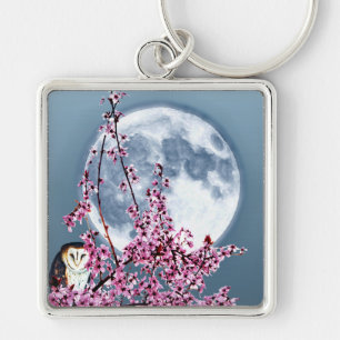 Owl in Plum Tree Key Ring