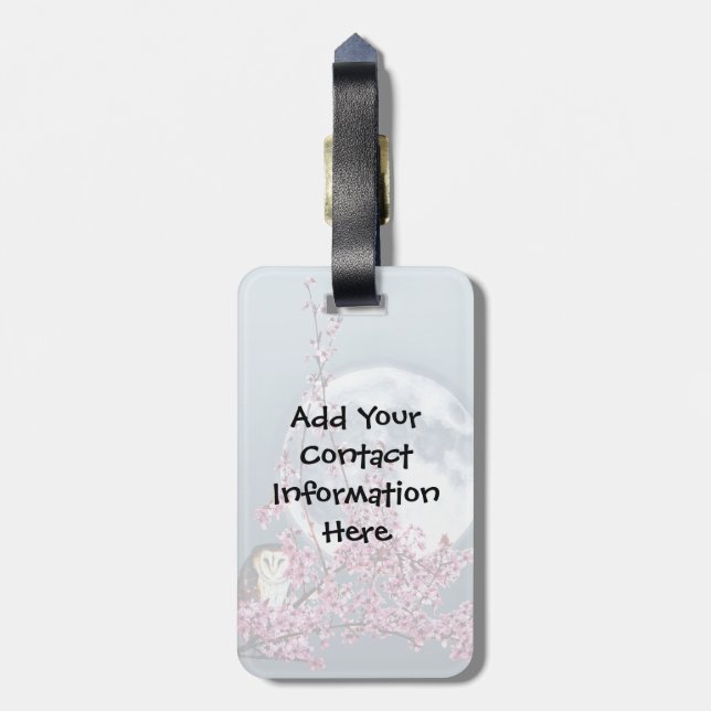 Owl in Plum Tree Luggage Tag (Back Vertical)