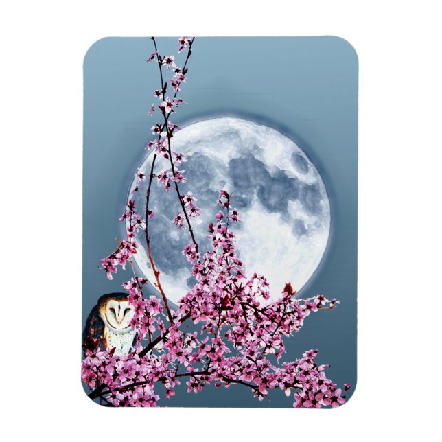 Owl in Plum Tree Magnet (Vertical)