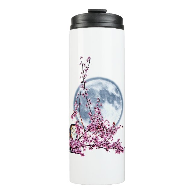 Owl in Plum Tree Thermal Tumbler (Front)