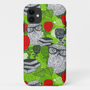 Owl in red roses Case-Mate iPhone case