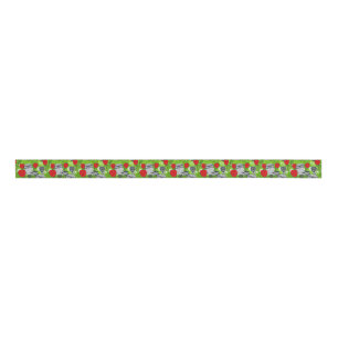 Owl in red roses grosgrain ribbon