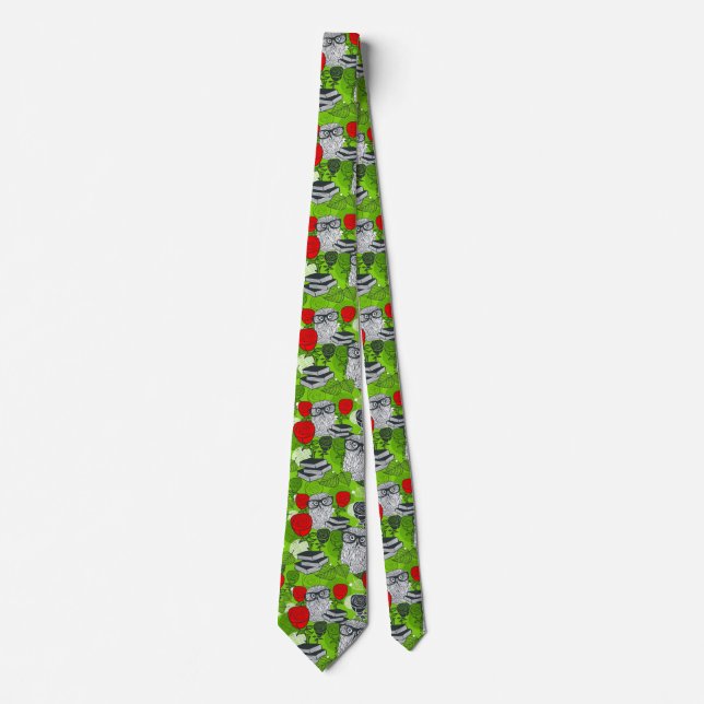 Owl in red roses tie (Front)