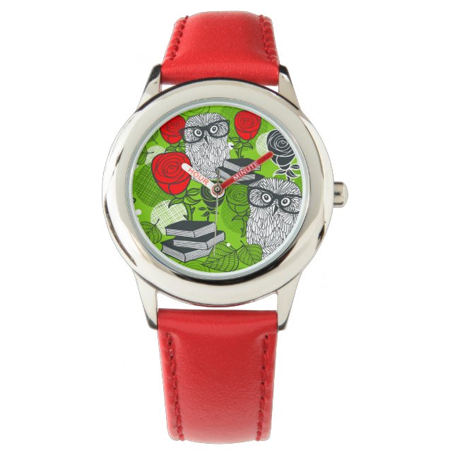 Owl in red roses watch (Front)
