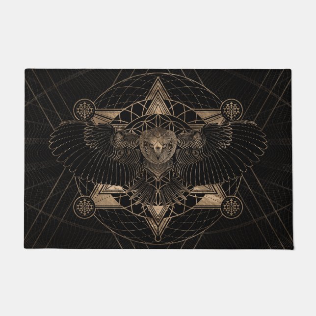 Owl in Sacred Geometry Composition Doormat (Front)