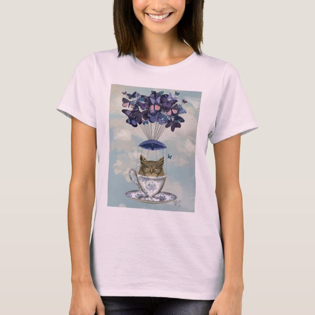 Owl In Teacup 2 T-Shirt (Front)