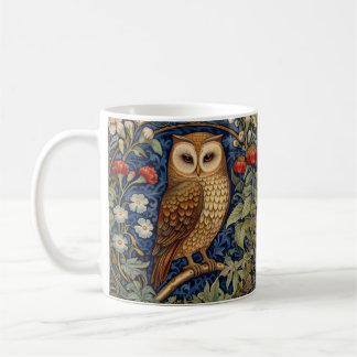 Owl in the garden William Morris style Coffee Mug