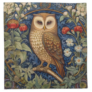 Owl in the garden William Morris style Napkin