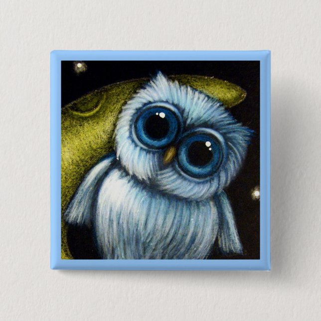 Owl in the Moon Customise Button (Front)