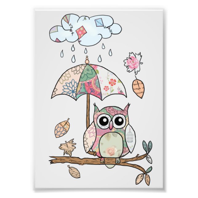 owl in the rain photo print (Front)