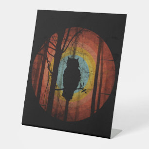 OWL IN THE WOODS FOREST PEDESTAL SIGN