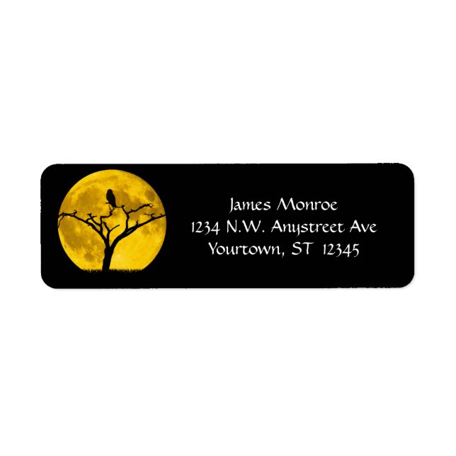 Owl in Tree Silhouette with Gold Moon (Front)