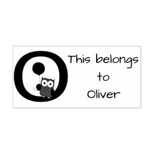 Owl Initial Rubber Stamp