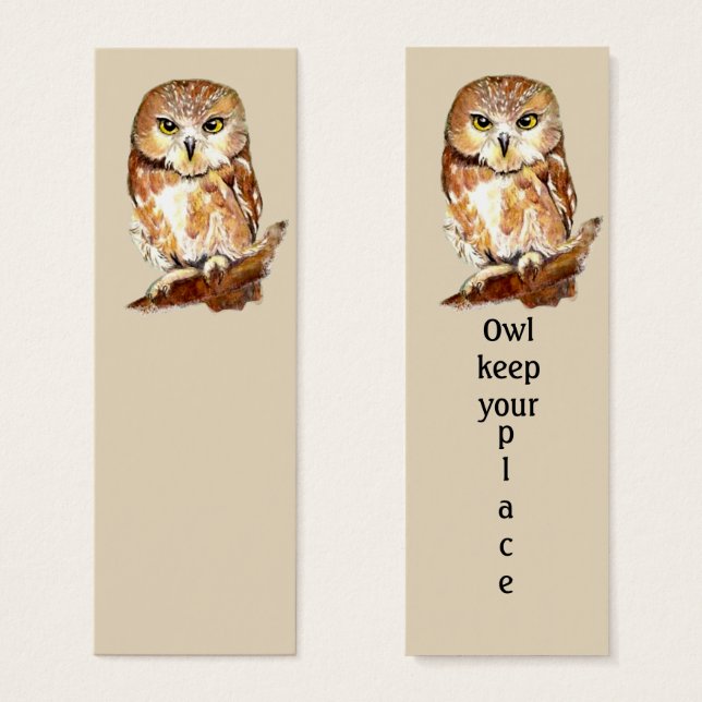 OWL keep your place Fun Bird Bookmark (Front & Back)