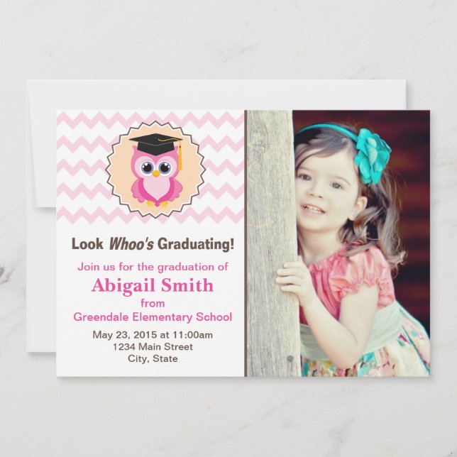 Owl Kid Graduation Announcement Photo Invitation (Front)