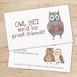 Owl Kids Calling Card<br><div class="desc">A personal calling card for kids! This cute owl calling card features room for all of your contact information so your children can keep in touch with their friends over summer break or with new friends they meet! Also perfect for kids to exchange and hang out in between soccer seasons!...</div>