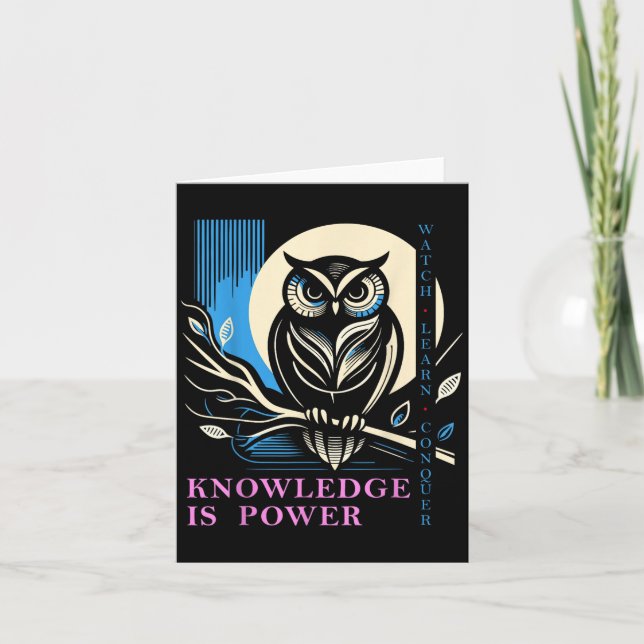 Owl - Knowledge Is Wer - Wisdom Owl Design  Card (Front)