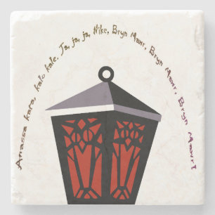 Owl Lantern Stone Coaster - Red