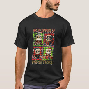 Owl Leopard Buffalo Plaid Animals Lover Merry Chri T-Shirt