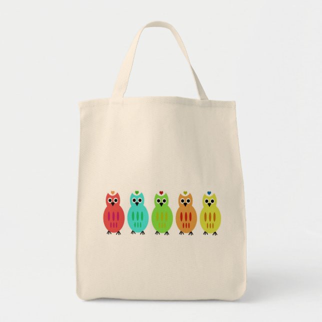 Owl Lined Up Organic Bag (Front)