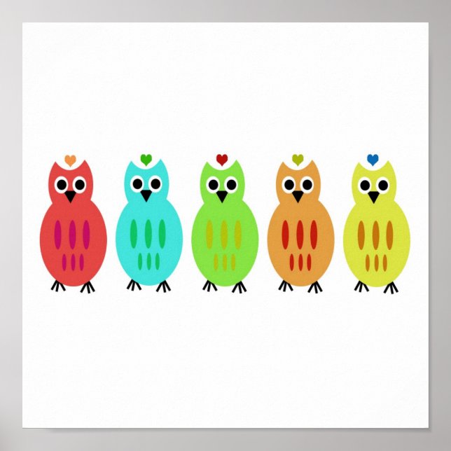 Owl Lined Up Print (Front)