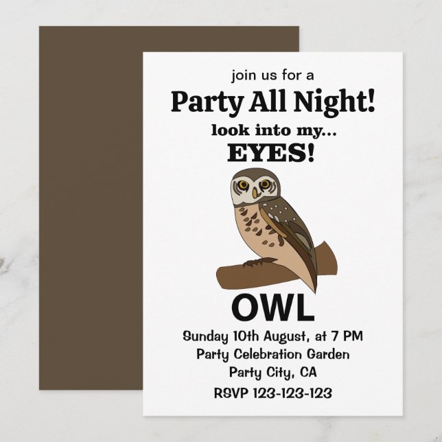 Owl Look Into My Eyes Owl Invitation (Front/Back)