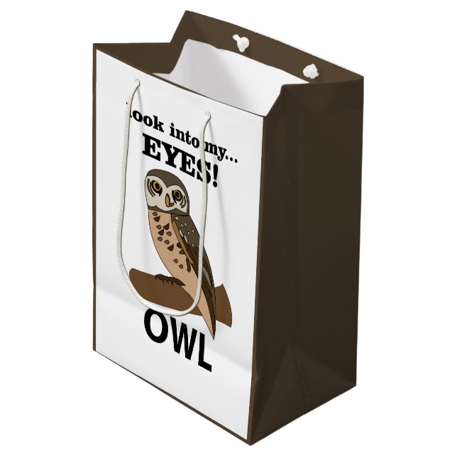 Owl Look Into My Eyes Owl Medium Gift Bag (Front Angled)