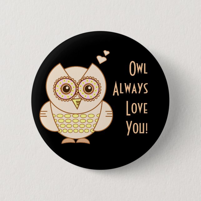 Owl Love 6 Cm Round Badge (Front)