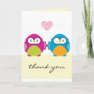 OWL LOVE :: bright girl + boy Thank You Card