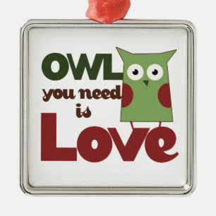 Owl Love Metal Tree Decoration