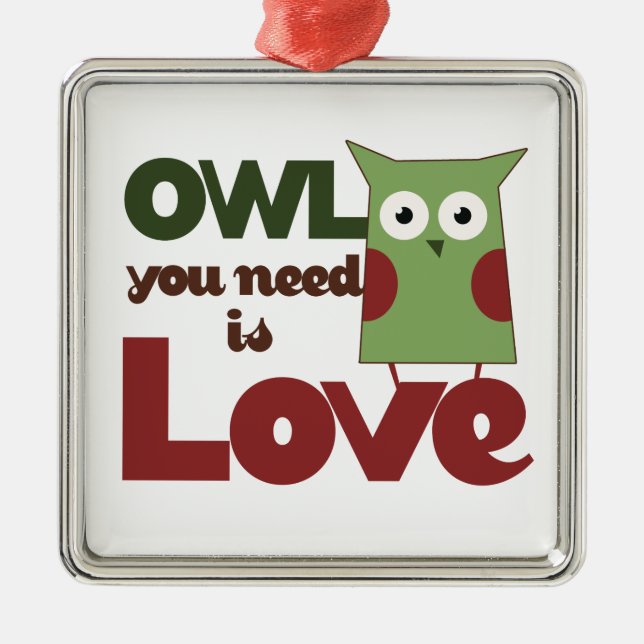 Owl Love Metal Tree Decoration (Front)