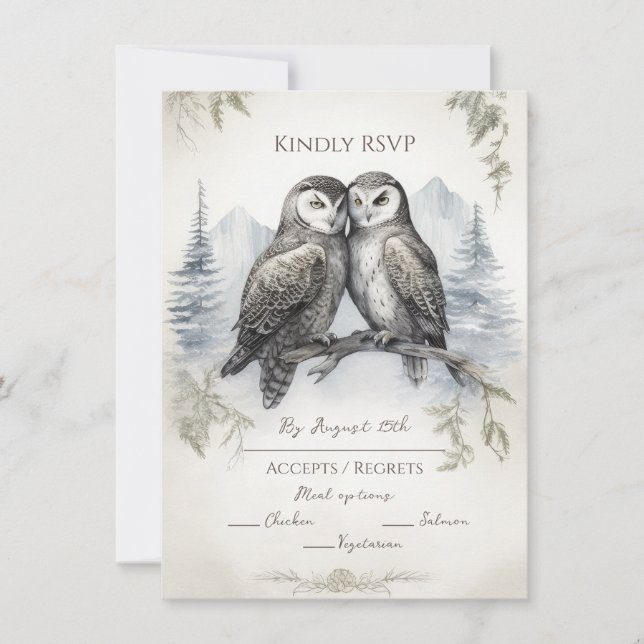 Owl Love Rustic RSVP Card (Front)