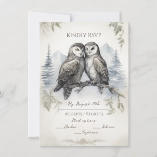 Owl Love Rustic RSVP Card