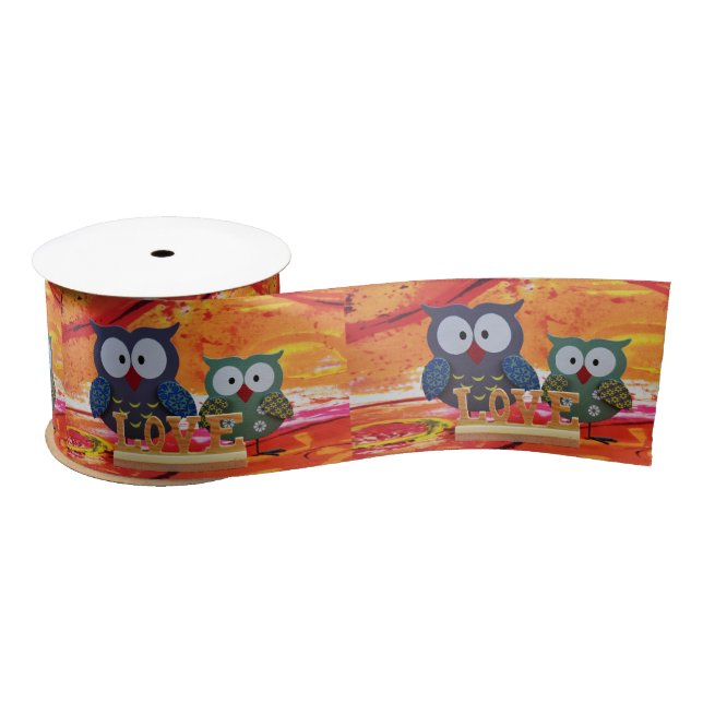 Owl love satin ribbon (Spool)