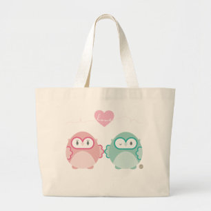 OWL LOVE :: soft girl + boy Large Tote Bag