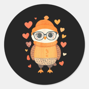 Owl Lover Heart Girls Valentine’s Day Women Owl  Classic Round Sticker