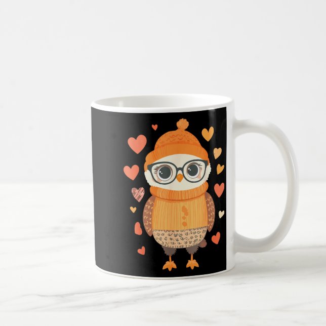 Owl Lover Heart Girls Valentine’s Day Women Owl  Coffee Mug (Right)