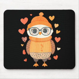 Owl Lover Heart Girls Valentine’s Day Women Owl Mouse Pad
