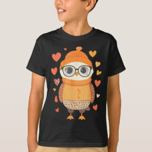 Owl Lover Heart Girls Valentine’s Day Women Owl T-Shirt