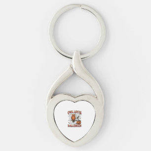 Owl Loves Halloween Orange Spider Web Pumpkin_1 Key Ring