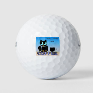Owl Loves His Coffee Golf Balls