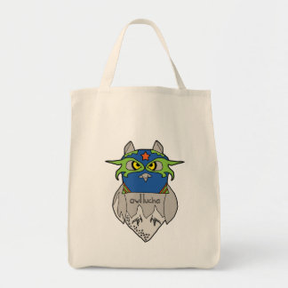 Owl Lucha Star Grocery Tote Bag
