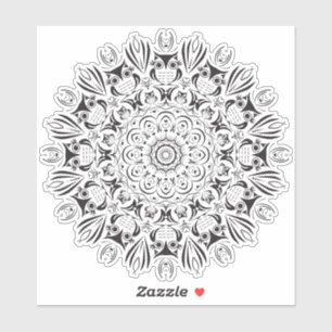 Owl mandala large round sticker