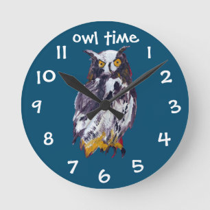 Owl mania collection round clock