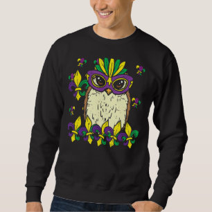 Owl Mardi Gras Mask Cute Carnival Bird Animal Men  Sweatshirt