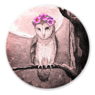 Owl Moon 2 Ceramic Knob