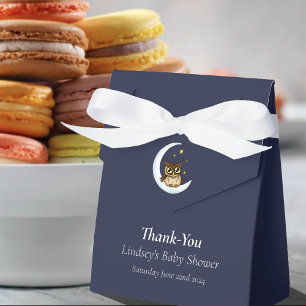 Owl Moon Blue Cute Stars Baby Shower Favour Box