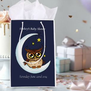 Owl Moon Blue Cute Stars Medium Gift Bag